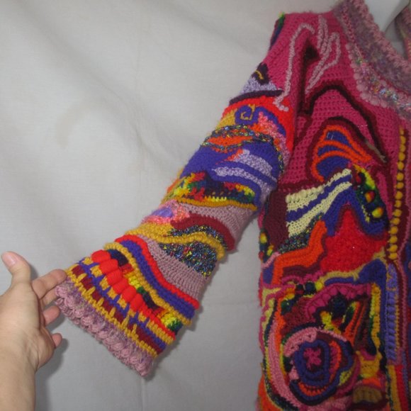 JACKET COAT M L XL crochet style free form handmade brand new Make your offers - Picture 8 of 15